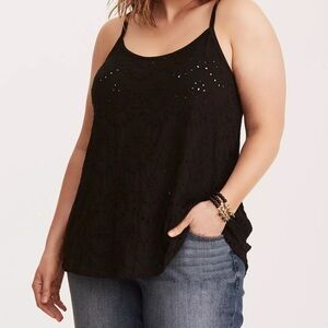 Torrid Eyelet Black Tank Top Blouse sz 0X